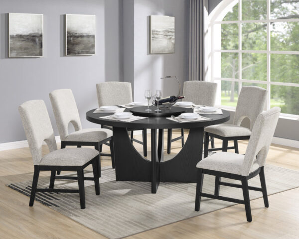 D2075 Dark Almost Black Finish Wood 7PC Dining Set By McFerran 4