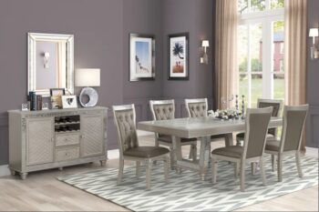 D168 Brown Tufted Dining Set 7PC By McFerran