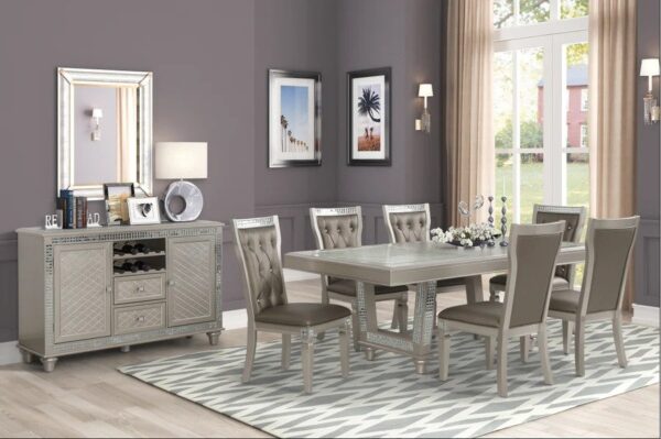 D168 Brown Tufted Dining Set 7PC By McFerran 4