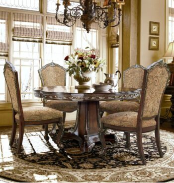 D189-6060 Dark wood Round Table Dining Set 5PC By McFerran