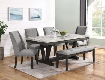 D4930 Marble top Rectangular table 7pc Dining Set By Mcferran