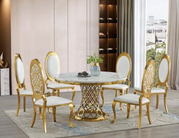 D1011-T Faux White Marble Top Table by McFerran