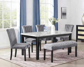 D549-Gray Velvet Bench By Mcferran