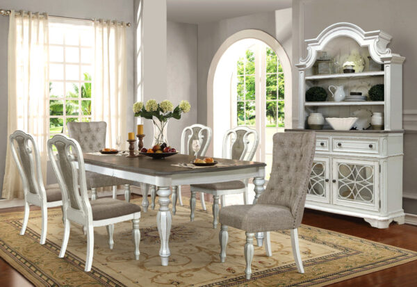 D738 White Finish 7PC Dining Room Set By McFerran 4