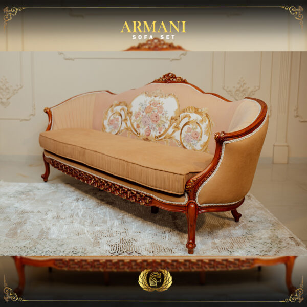 Handmade Brown Walnut Armani Sofa 10