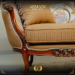 4PCS Handmade Brown Walnut Armani Sofa Set 14