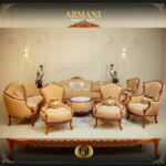 4PCS Handmade Brown Walnut Armani Sofa Set 12
