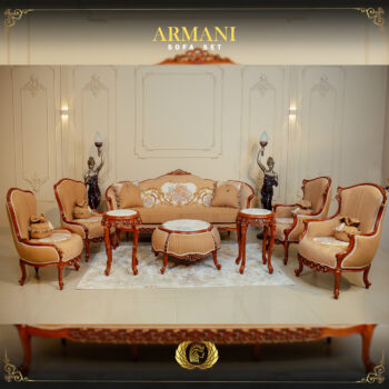 4PCS Handmade Brown Walnut Armani Sofa Set