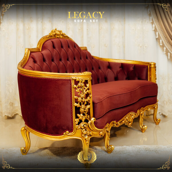 Handmade Gold Maroon Legacy Loveseat 9