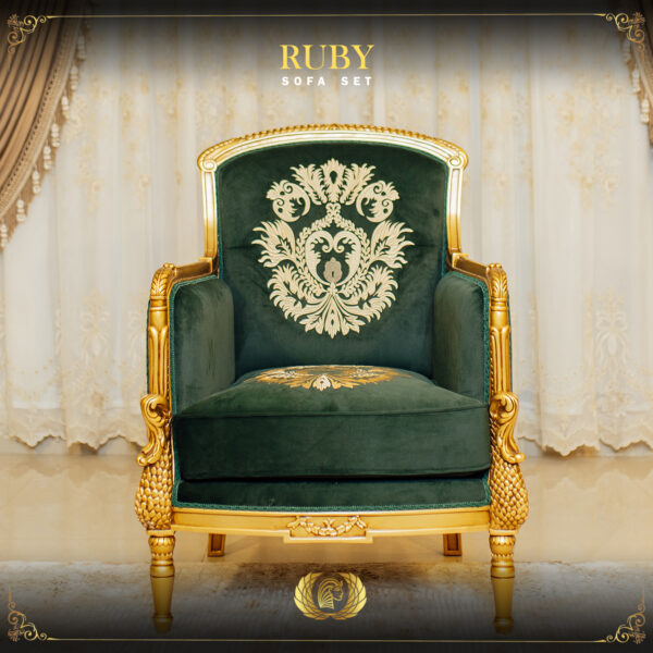 Handmade Gold Green Ruby Chair 8