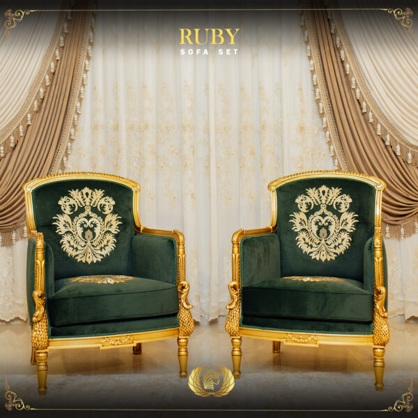 Handmade Gold Green Ruby Chair 9