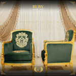 Handmade Gold Green Ruby Chair 15