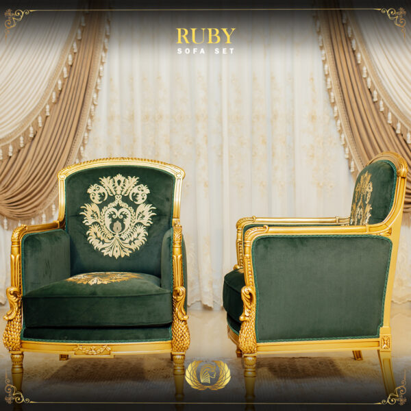 Handmade Gold Green Ruby Chair 10