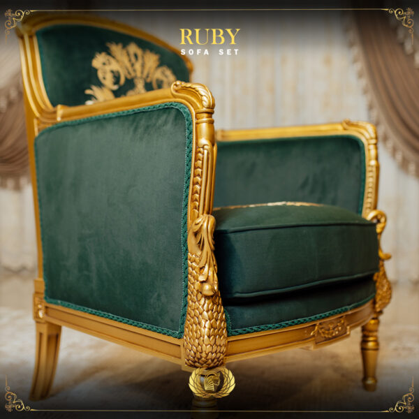 Handmade Gold Green Ruby Chair 11