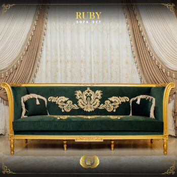 Handmade Gold Green Ruby Sofa