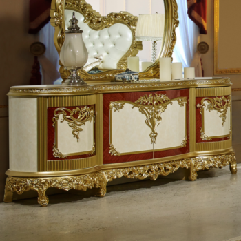 White And Gold Dresser And Buffet HD-5138 By Homey Design