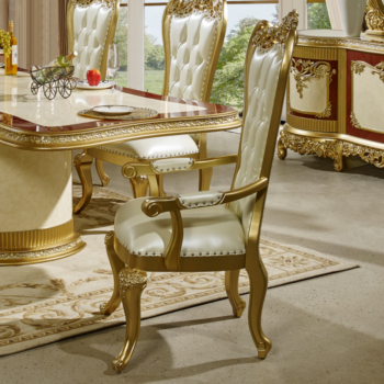 Gold Upholstered Dining Arm Chair HD-5138 By Homey Design