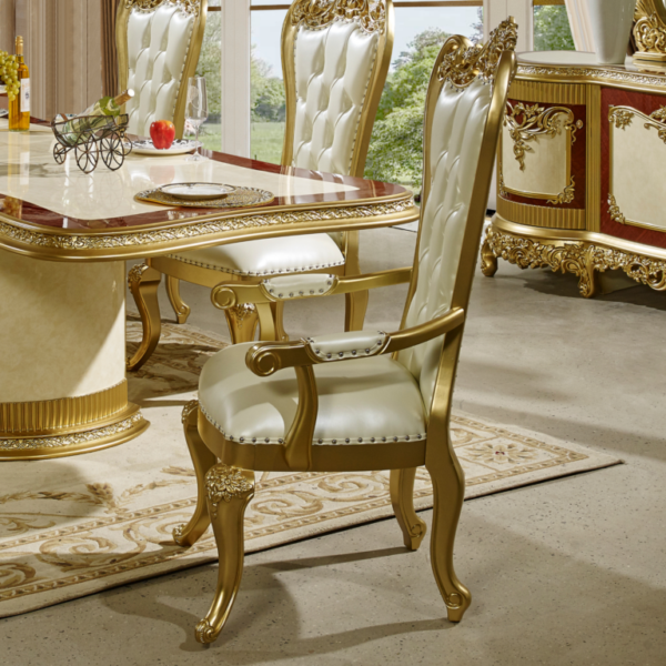 Gold Upholstered Dining Arm Chair HD-5138 By Homey Design 4