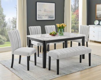 D550-6PC Faux Marble Rectangular Dining Set By Mcferran