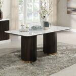 Clayten Rectangular Dining Table with White Marble Top DN03940 By ACME Luxury Dining Tables Mobilia Cleopatra 13 Clayten Rectangular Dining Table with White Marble Top DN03940 By ACME 13