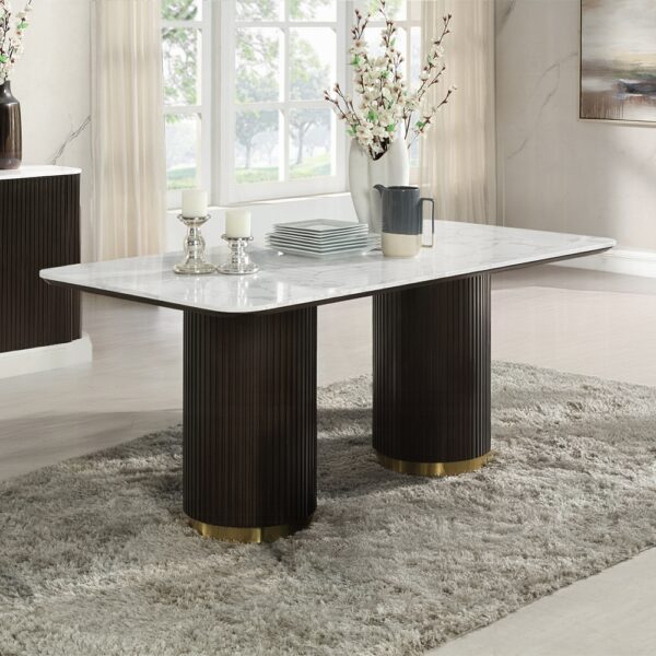 Clayten Rectangular Dining Table with White Marble Top DN03940 By ACME 8