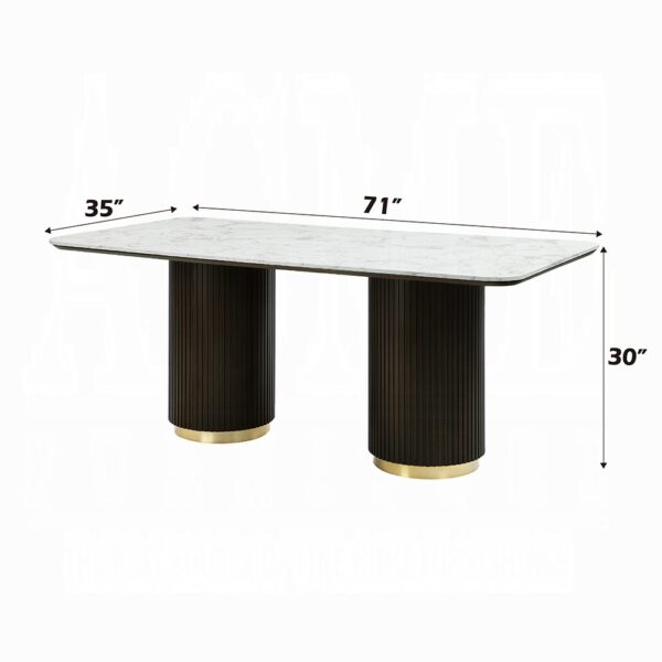 Clayten Rectangular Dining Table with White Marble Top DN03940 By ACME 10