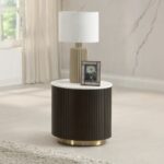 Clayten Espresso End Table with White Marble Top LV03946 By ACME 11