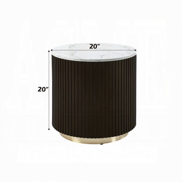 Clayten Espresso End Table with White Marble Top LV03946 By ACME 9