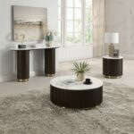Clayten Espresso End Table with White Marble Top LV03946 By ACME 14