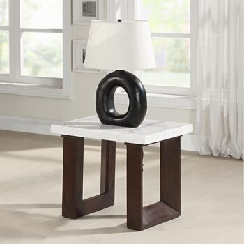 Edwyn End Table with White Marble Top LV03206 By ACME