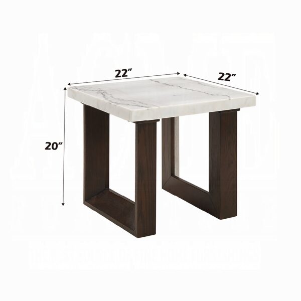 Edwyn End Table with White Marble Top LV03206 By ACME 9