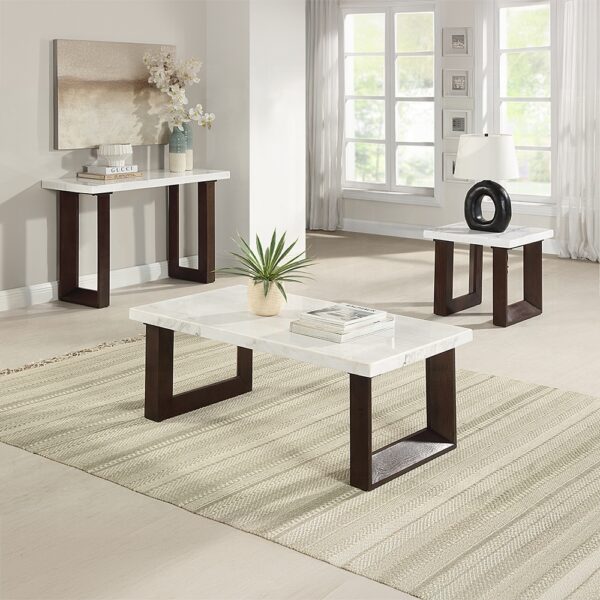 Edwyn Sofa Table with White Marble Top LV03207 By ACME 10