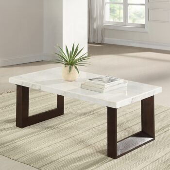 Edwyn Coffee Table with White Marble Top LV03205 By ACME
