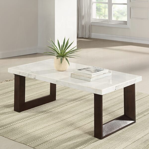 Edwyn Coffee Table with White Marble Top LV03205 By ACME 7