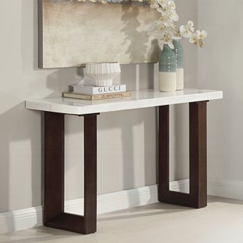 Edwyn Sofa Table with White Marble Top LV03207 By ACME