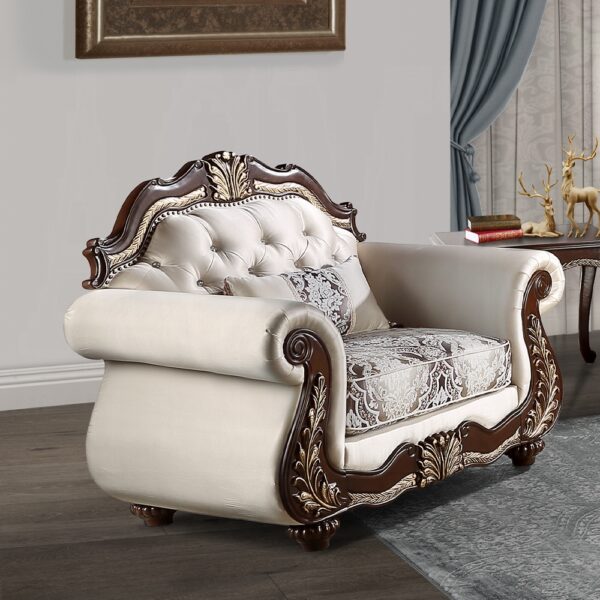 Pierce Chair with Pillow in Beige Fabric LV03832 By ACME 9