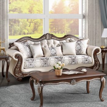 Pierce Sofa with 5 Pillows in Beige Fabric LV03830 By ACME