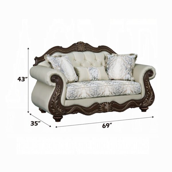 Pierce Loveseat with 3 Pillows in Beige Fabric LV03831 By ACME 13