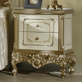Gold And White Nightstand HD-1812 By Homey Design