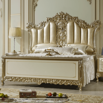 White and Gold Luxury Royal Bed HD-1812 By Homey Design