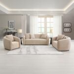Keith Beige Chenille Loveseat with 2 Pillows LV03611 By ACME 23