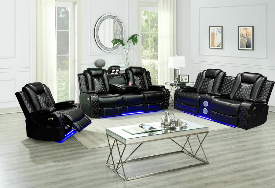 Sf2828 Black Leather 2Pc Living Set S+L By Mcferran Living Room &Amp;Amp; Sofa Sets Mobilia Cleopatra 3 SF2828 Black Leather 2PC Living Set S+L By McFerran 3