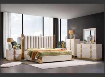B2001-K Gold Frame White King Size 4PC Set By McFerran