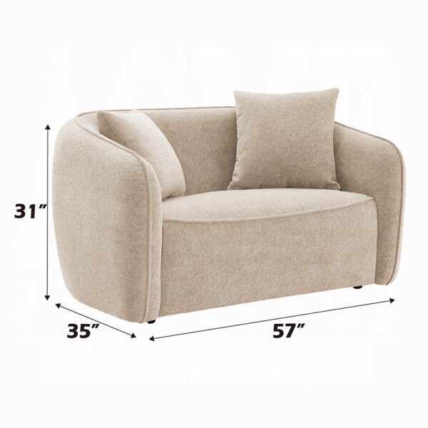 Keith Beige Chenille Loveseat with 2 Pillows LV03611 By ACME 14