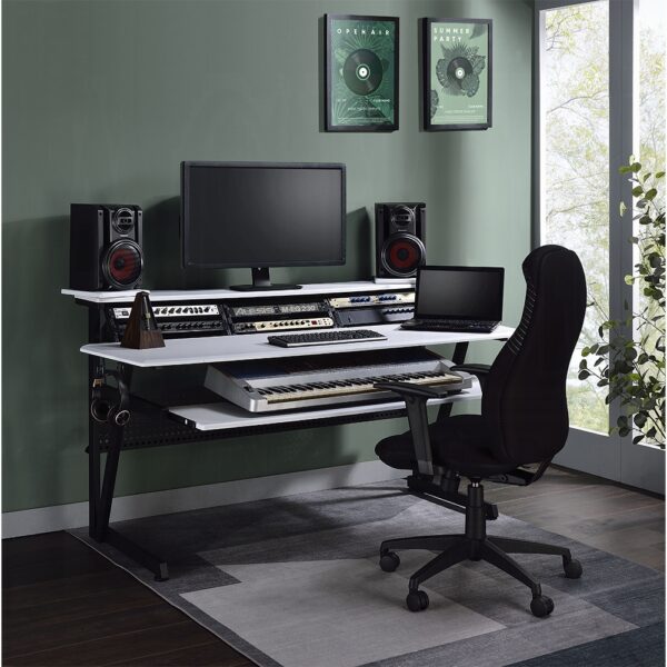 Saida Rectangular Music Desk in White Finish OF02748 By ACME 8