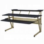Saida Rectangular Music Desk in Black & Gold Finish OF02747 By ACME 16