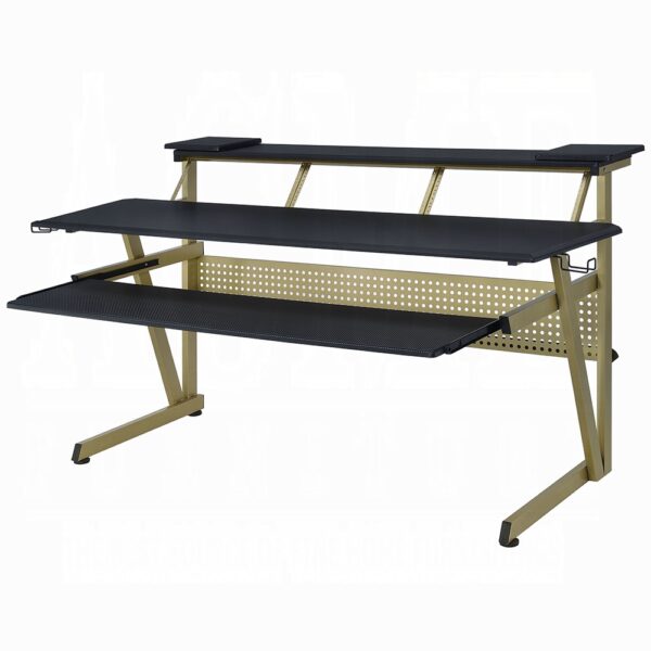 Saida Rectangular Music Desk in Black & Gold Finish OF02747 By ACME 10
