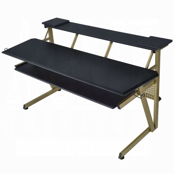 Saida Rectangular Music Desk in Black & Gold Finish OF02747 By ACME 11