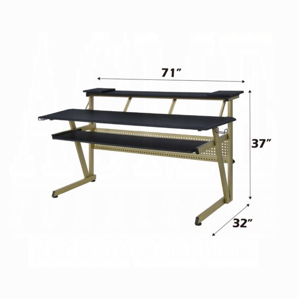 Saida Rectangular Music Desk in Black & Gold Finish OF02747 By ACME 14