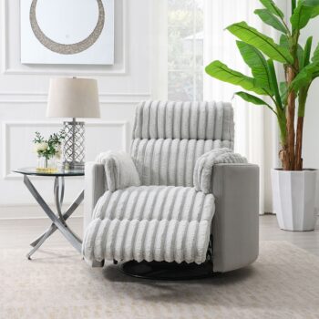 Emee Glider Recliner With Swivel in Gray Corduroy LV04640 By ACME